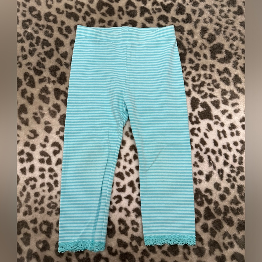 babyGap Striped Leggings with Lace Trim in Blue Size Toddler 3 Years